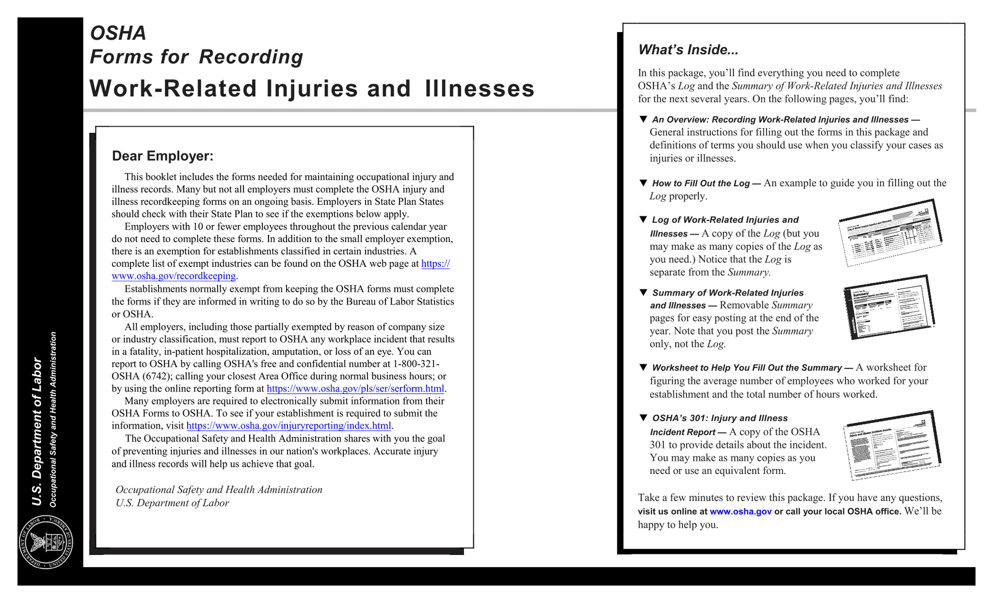 OSHA Forms For Recording Work Related Injuries  Illnesses screenshot
