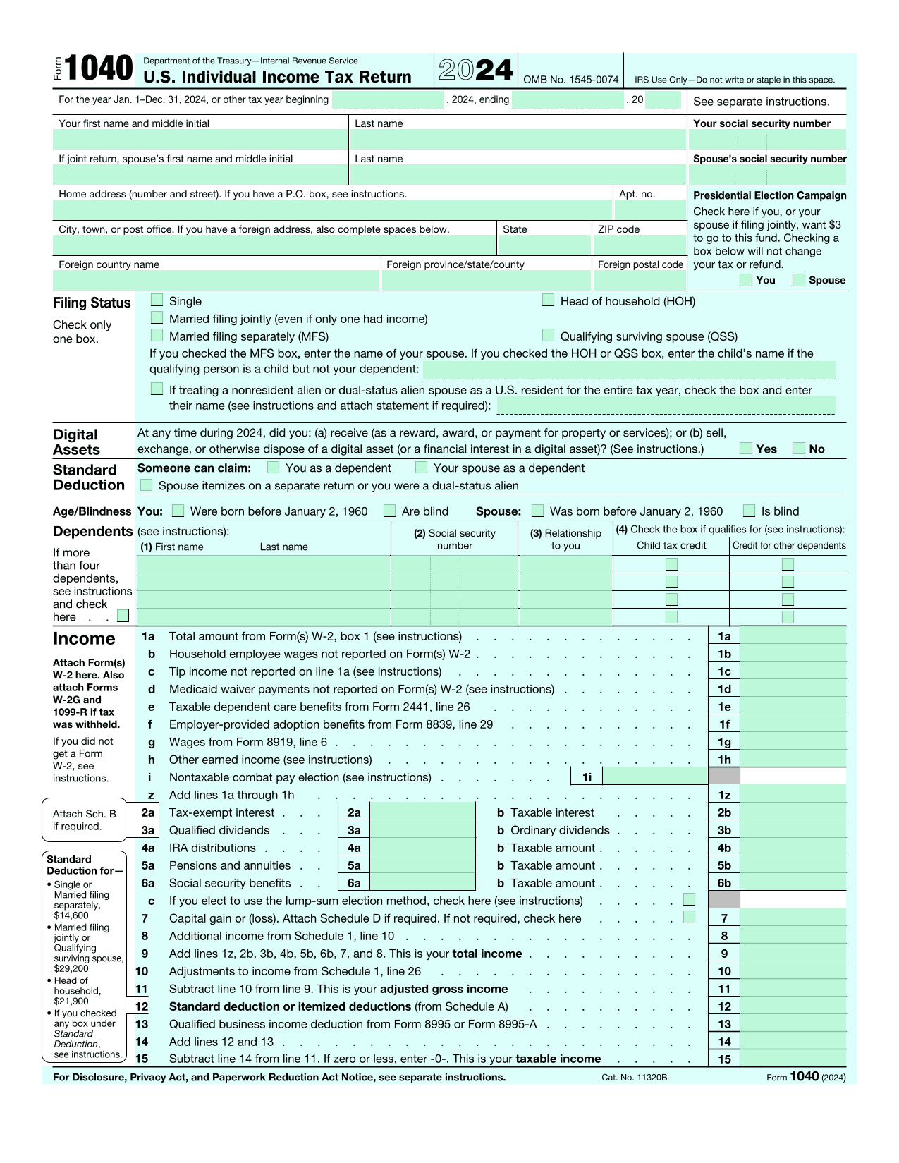 U.S. Individual Income Tax Return (Form 1040) screenshot