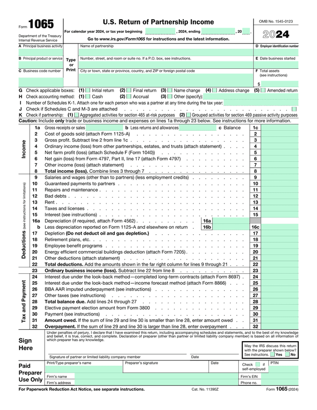 U.S. Return Of Partnership Income (Form 1065) screenshot